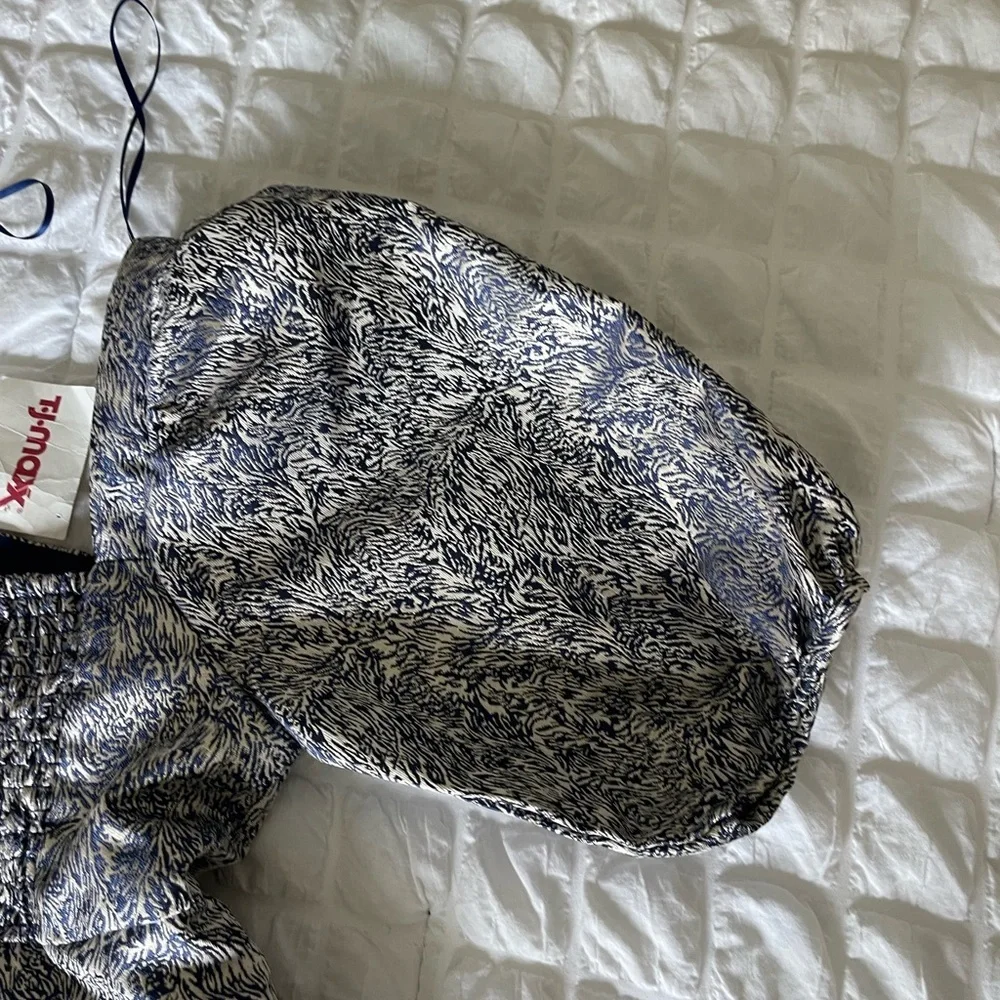 Moon River Gray Puff Sleeve Babydoll Mini Dress - Picture 9 of 11